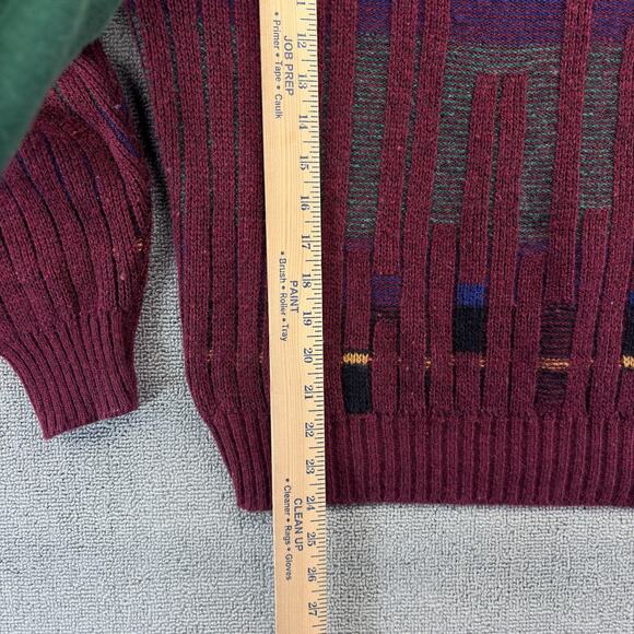 Vintage Jantzen Sweater Mens Large Red Geometric Kevin Mccallister Home Alone - Picture 4 of 6